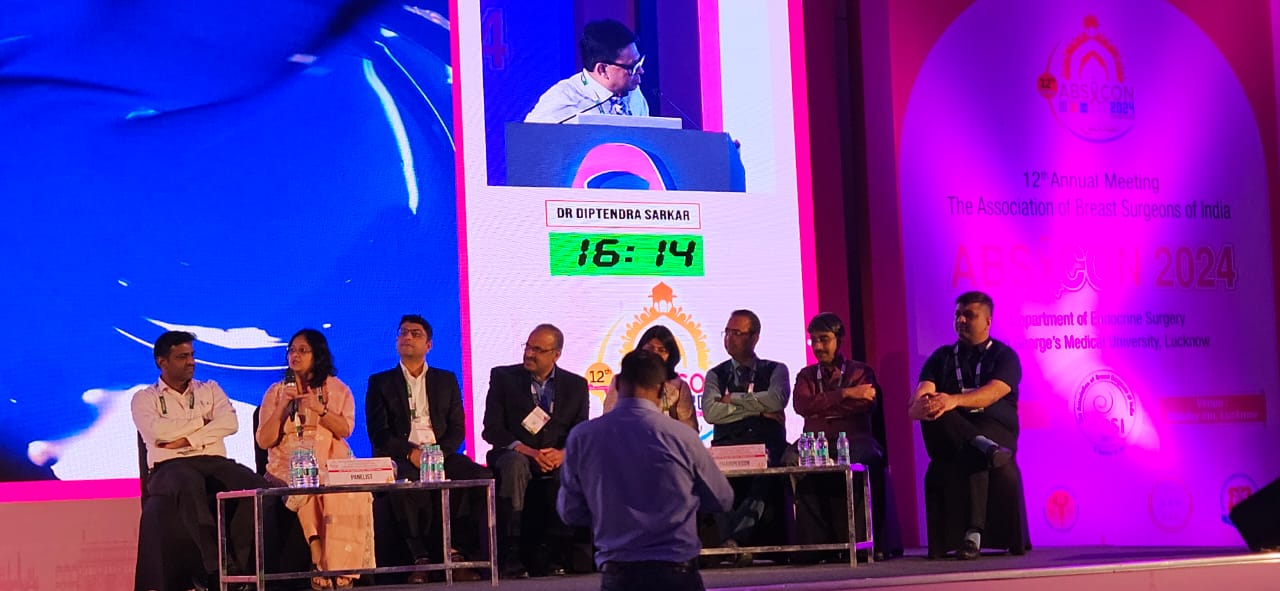 Faculty in Panel Discussion on Fluorescence Imaging in Breast Cancer Surgery at ABSICON 2024 - National Breast Cancer Conference in Lucknow
